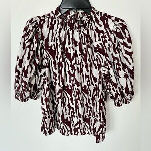 Margaret O’Leary Smock Neck Puff Sleeve Top